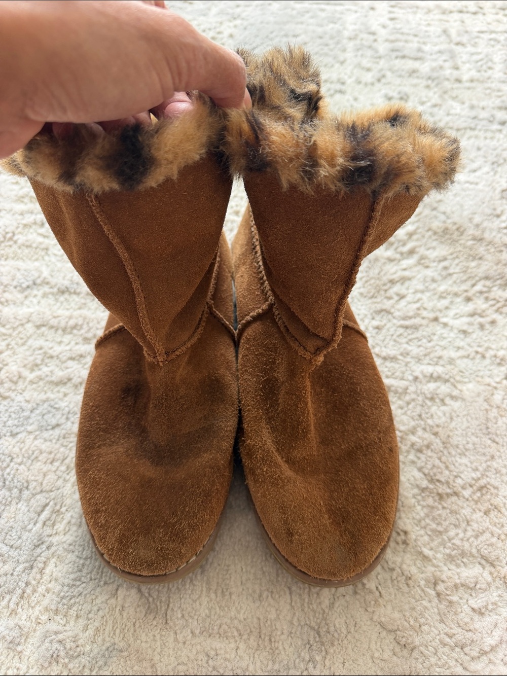 Skechers Women’s Brown Faux Suede Fur-Trim Boots